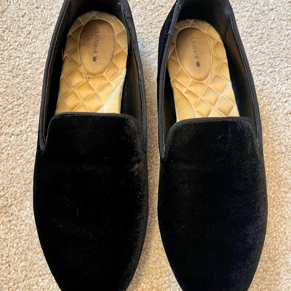 Birdies Luxurious Black Velvet Flats